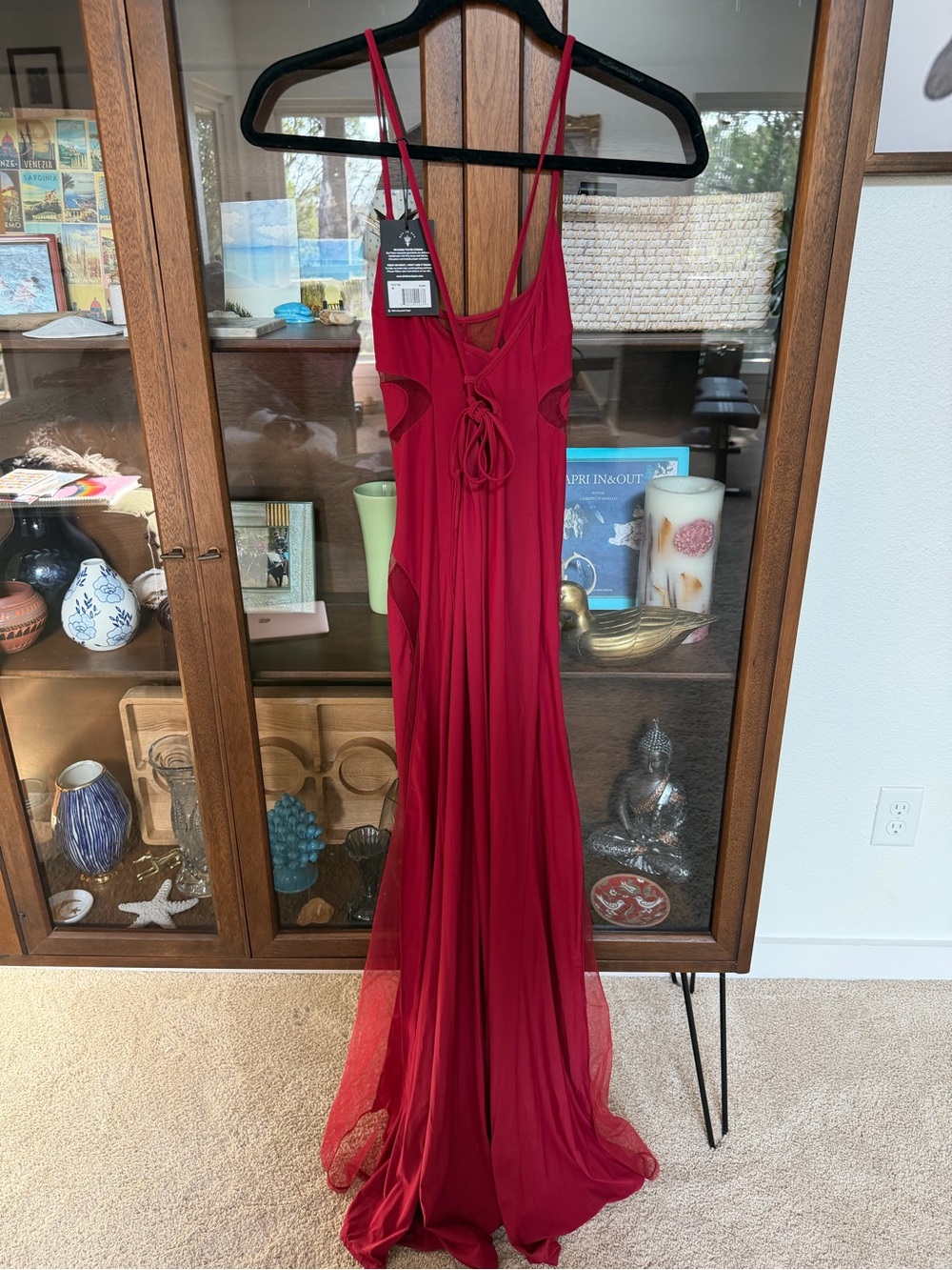 Thistle and Spire Psyche Ruby Red Spaghetti-Strap Evening Dress - Picture 2 of 5